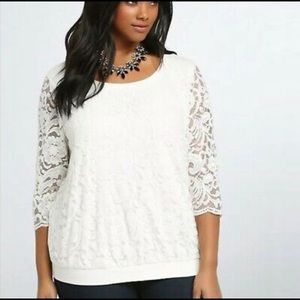 Torrid gray lace popover top with back zip